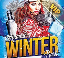 冬日聚会活动海报：Annual Winter Bash Flyer Template
